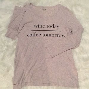 Night Shirt Wine Today Coffee Tomorrow High-Low Split Side Base L
